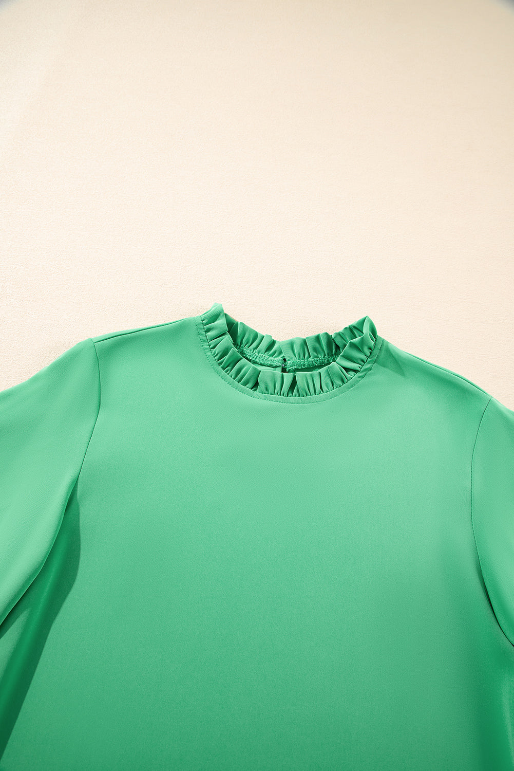 Wide Frilly Round-Neck Half Sleeve Blouse