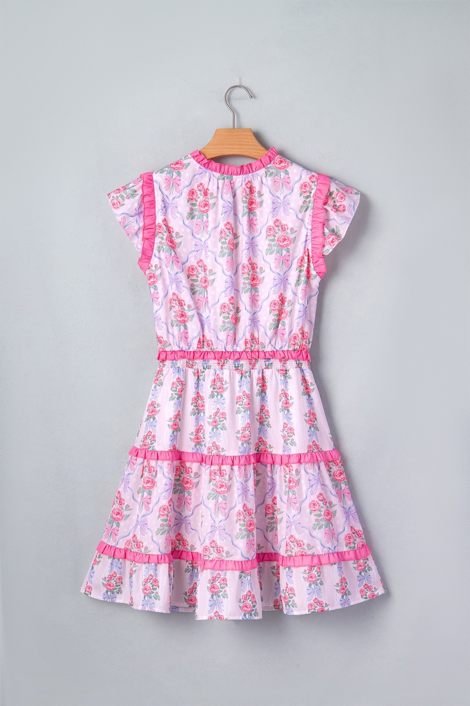 Tiered Ruffles Sleeveless Summer Floral Dress in Purple