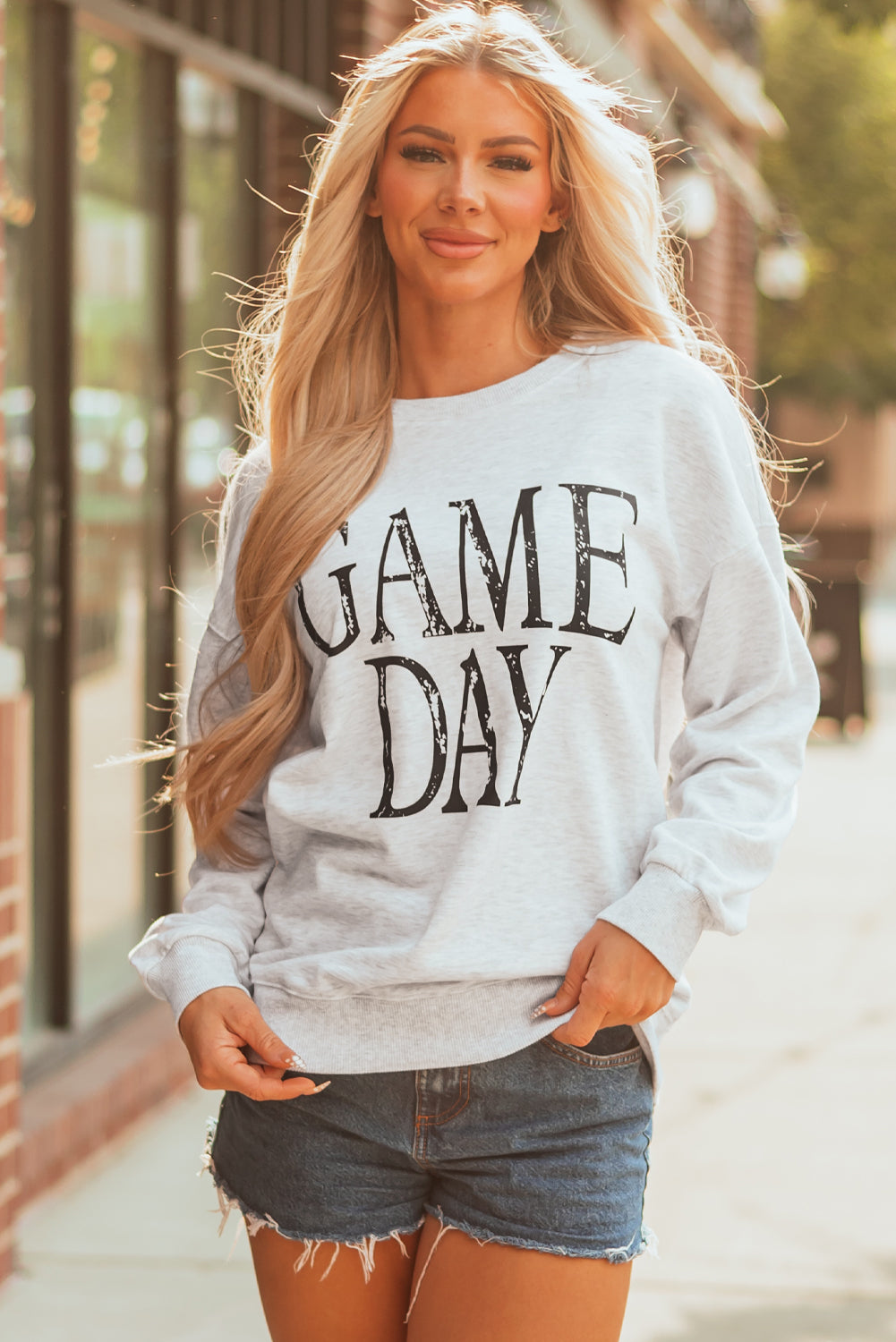 Washed GAME Retro GAME DAY Graphic Baggy Sweatshirt