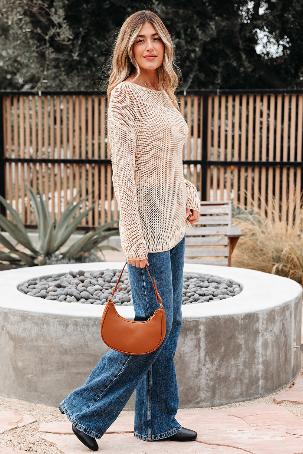 Crochet Hollow-out Everyday Hollow-out Jumper Top Knit Top
