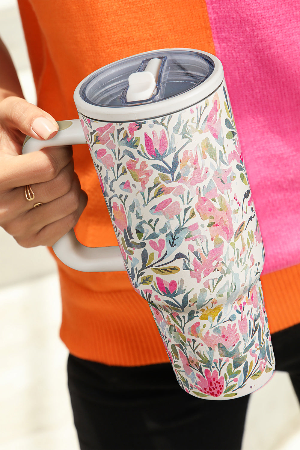 Is Risen He Risen Flower Print Stainless Steel Tumbler 40oz