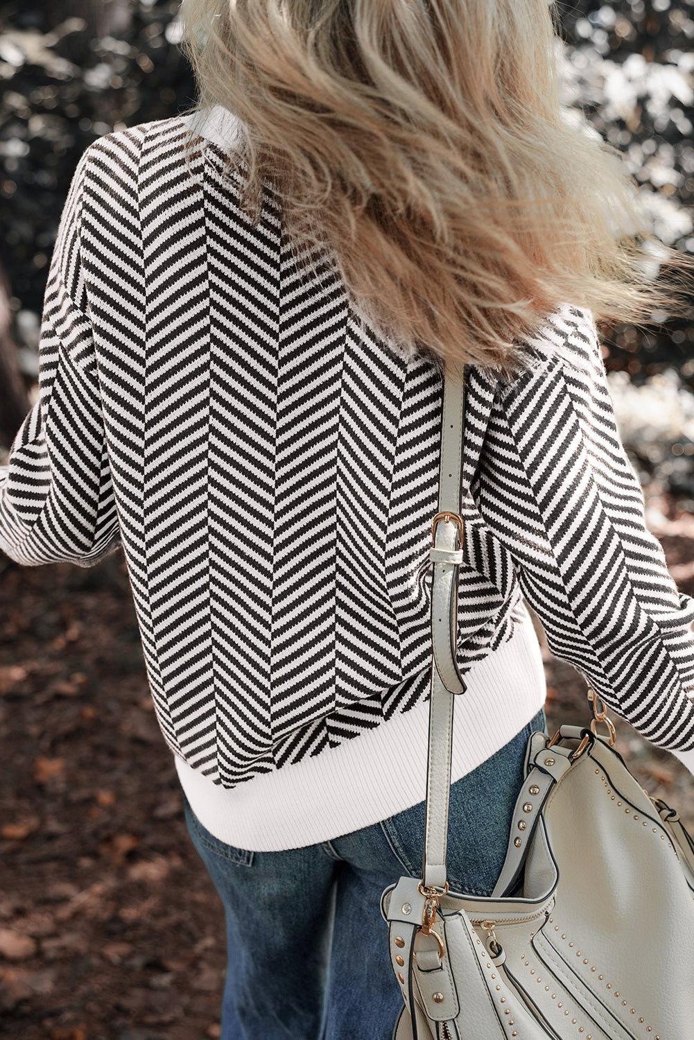 Black Contrast Edge Crew Neck Sweater