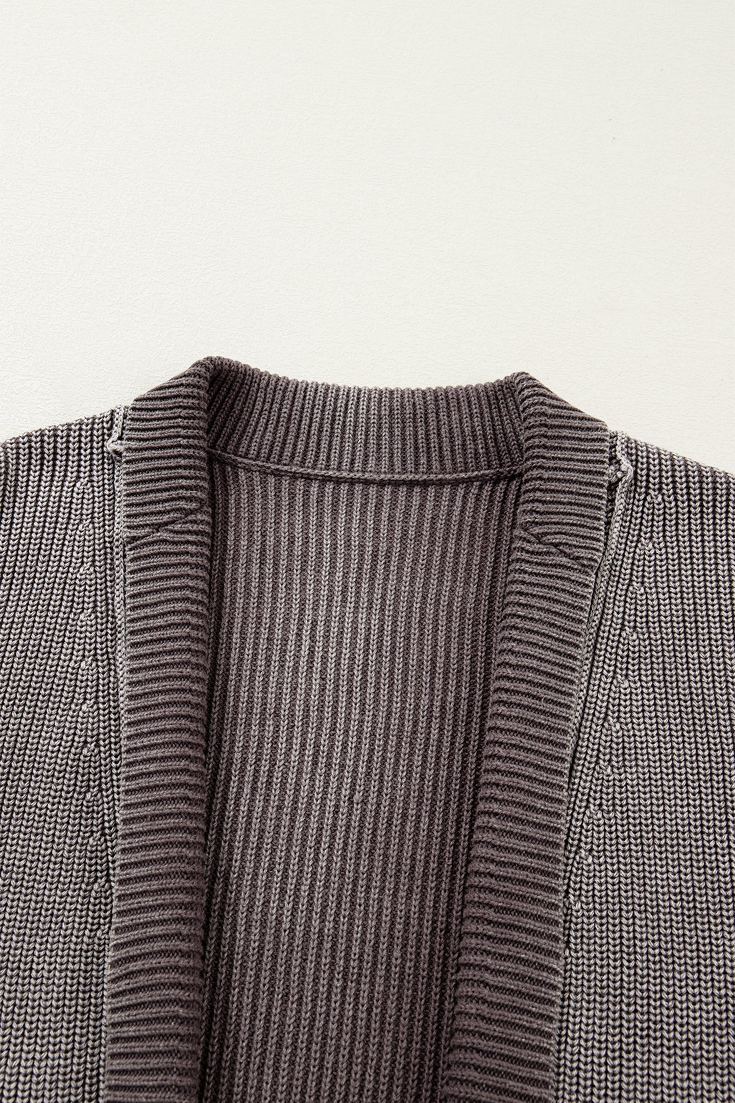 Mineral Seam Wash Exposed Patchwork Knit Open Cardigan Knit Top