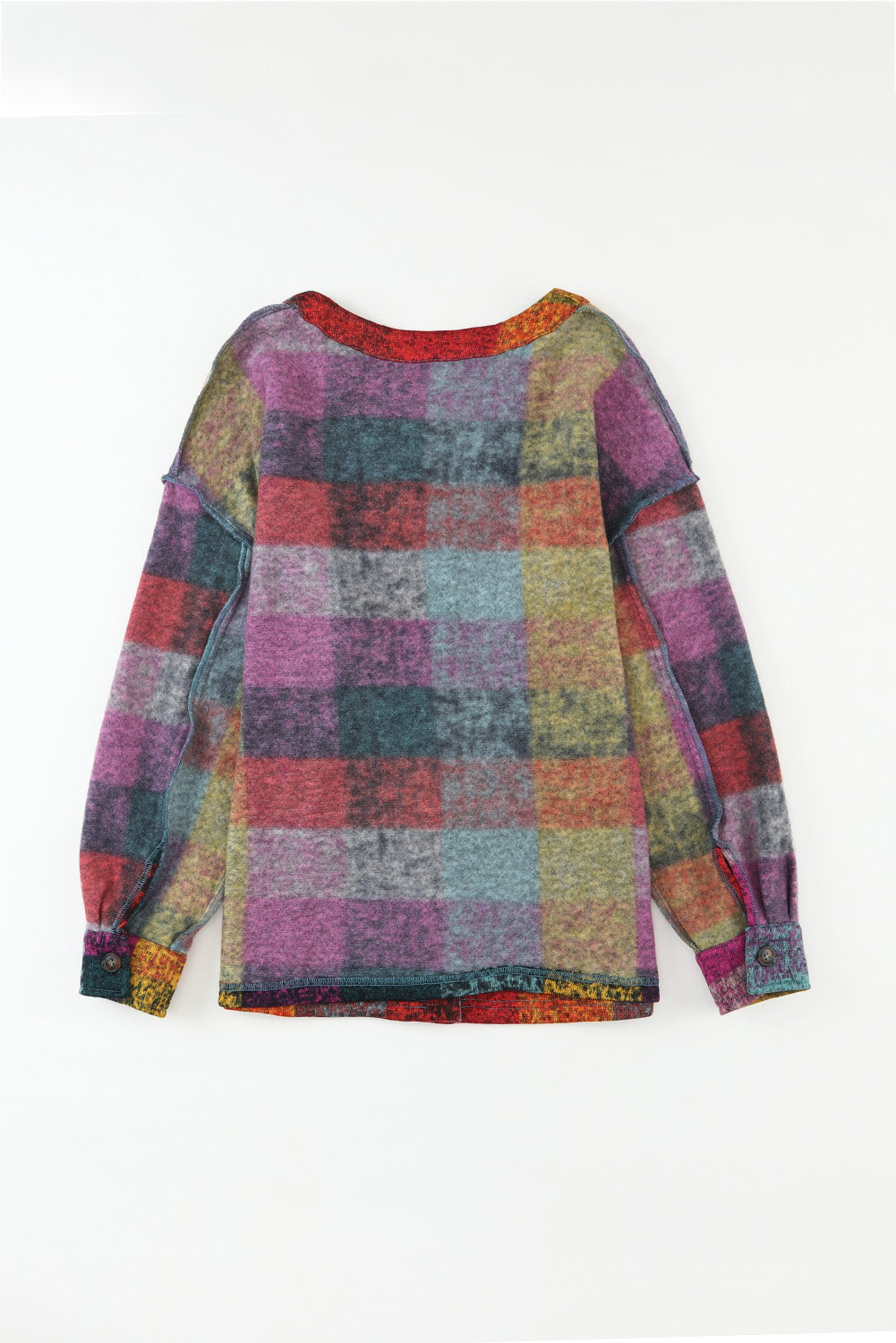 Jacket for Women Button-Front Block Brushed Checked Western