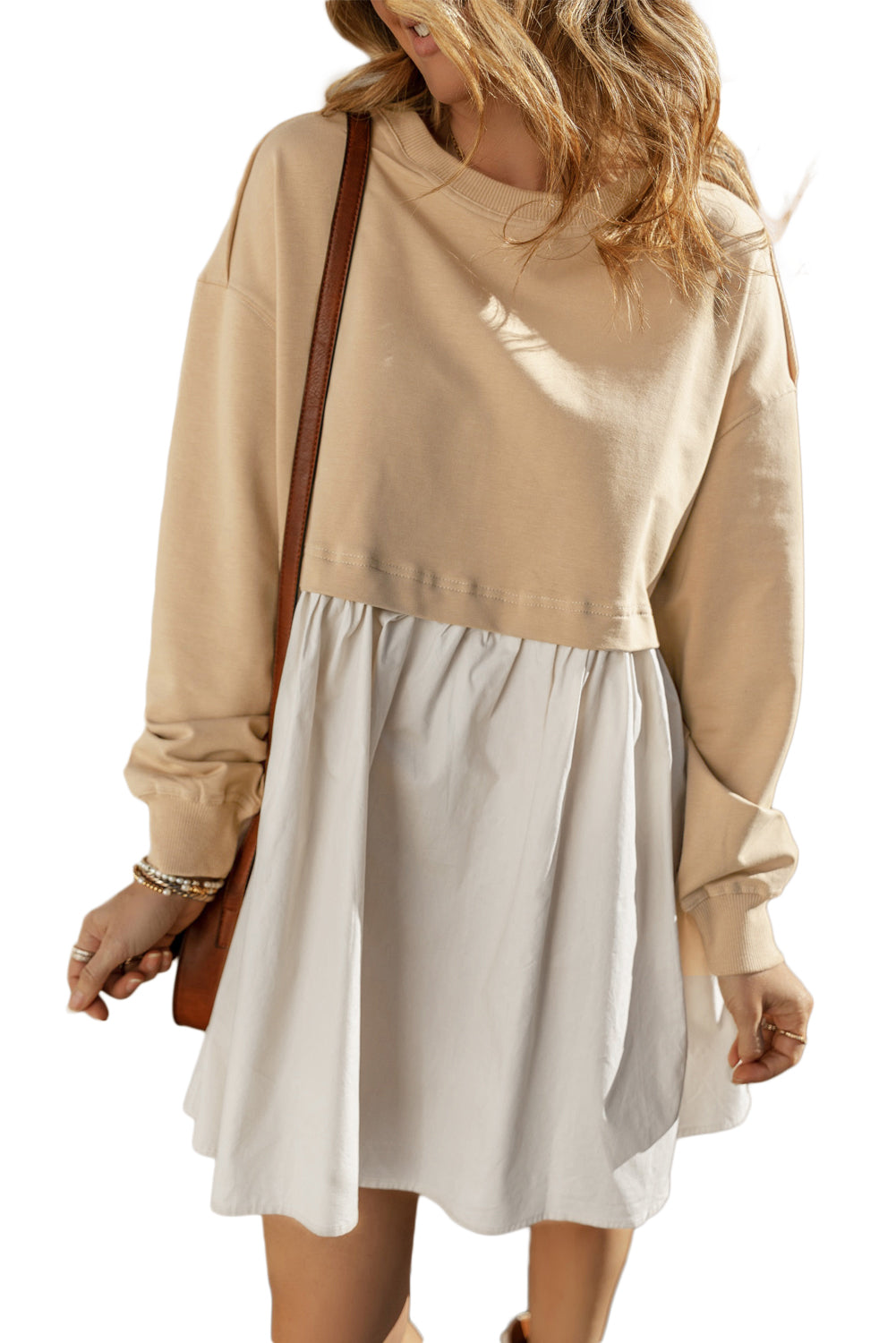 Mini Dress for Women Sweatshirt Poplin
