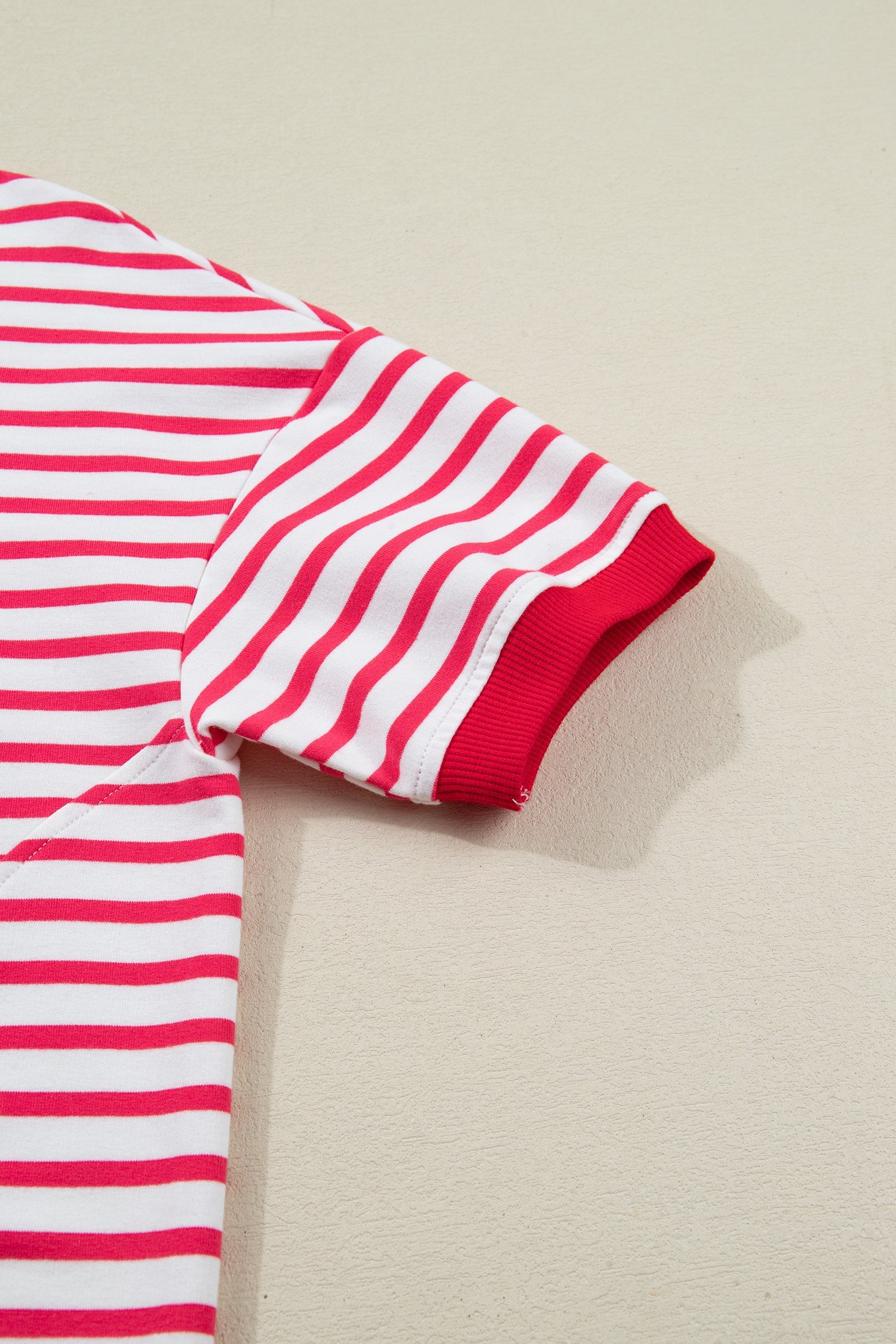 Everyday Drop-Shoulder Red Stripe Half Sleeve T Shirt