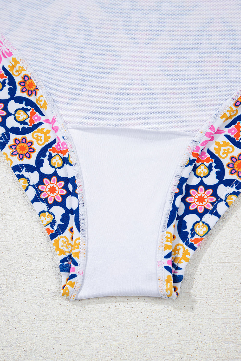 Floral Print V Neck One Piece Swimsuit