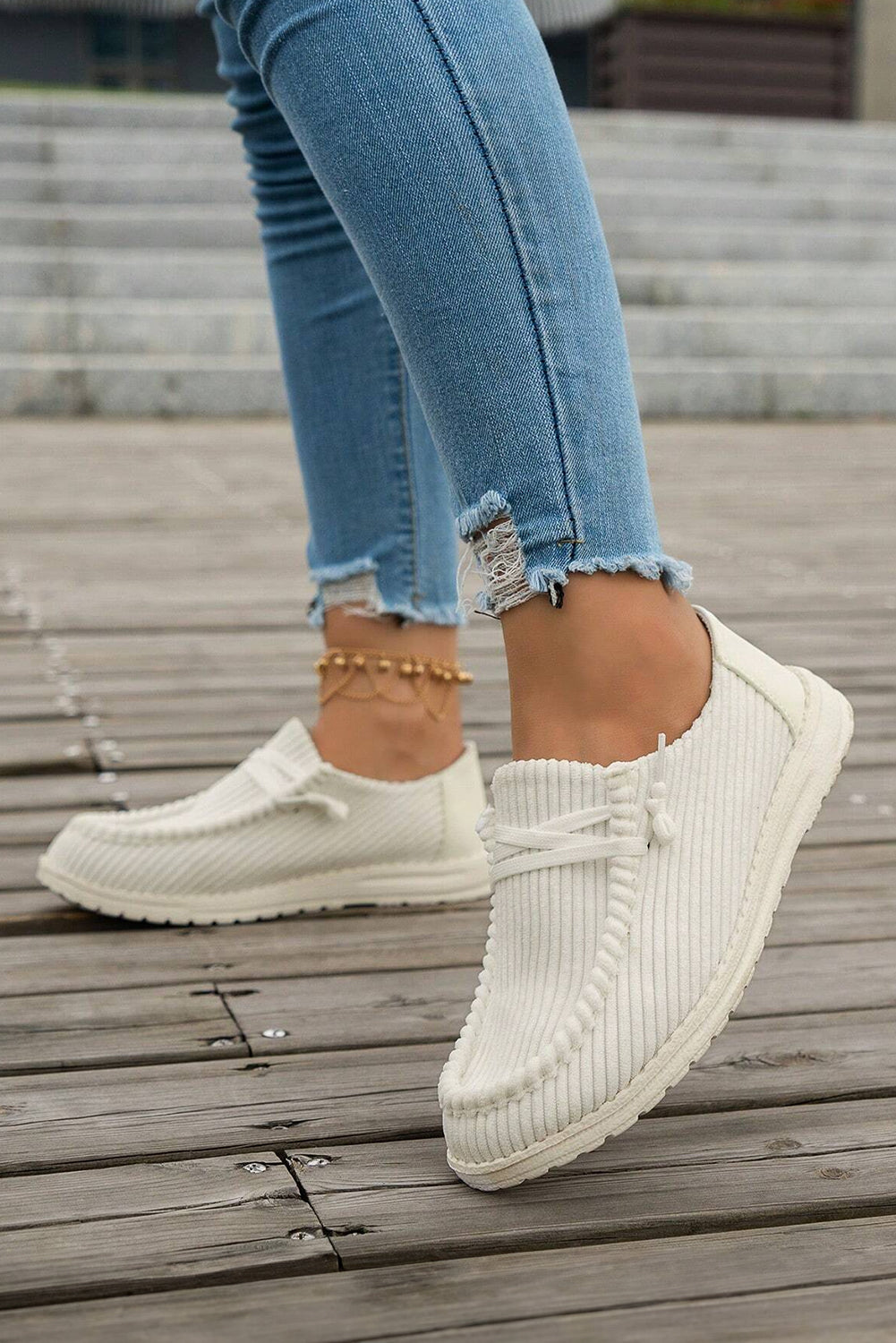 Solid Rib-Knit Criss Cross Slip On Everyday Shoes