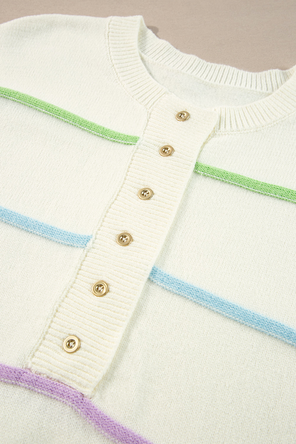 Rainbow Stripes Baggy Henley Sweater