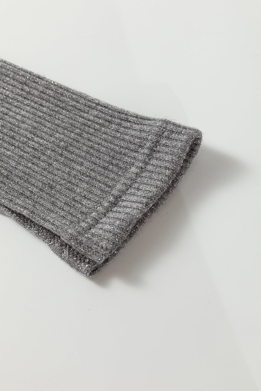 Knit Button Rib-Knit Button Down Slim Cardigan in Sleet