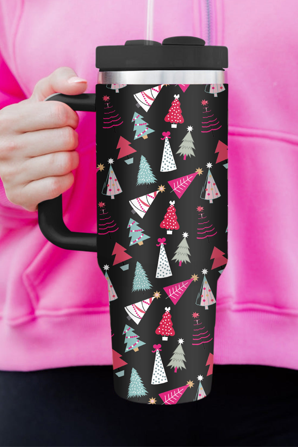 Cartoon Christmas Tree Printed Thermos Cup 40oz Style