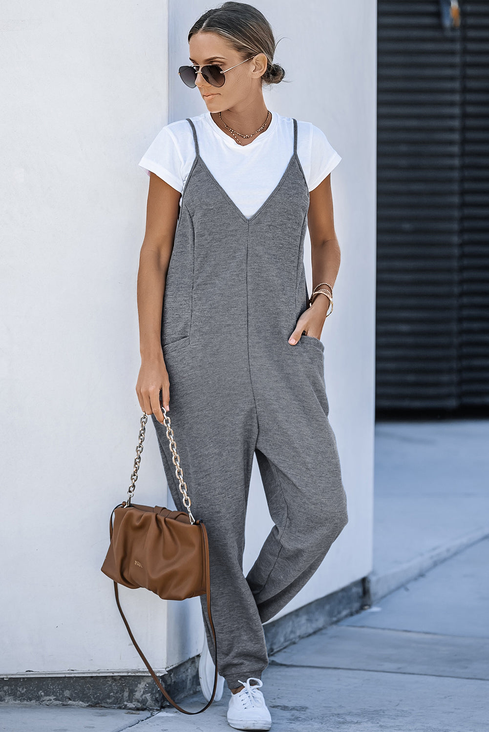 Women's Jumpsuit Featuring Everyday Sleeveless V Neck