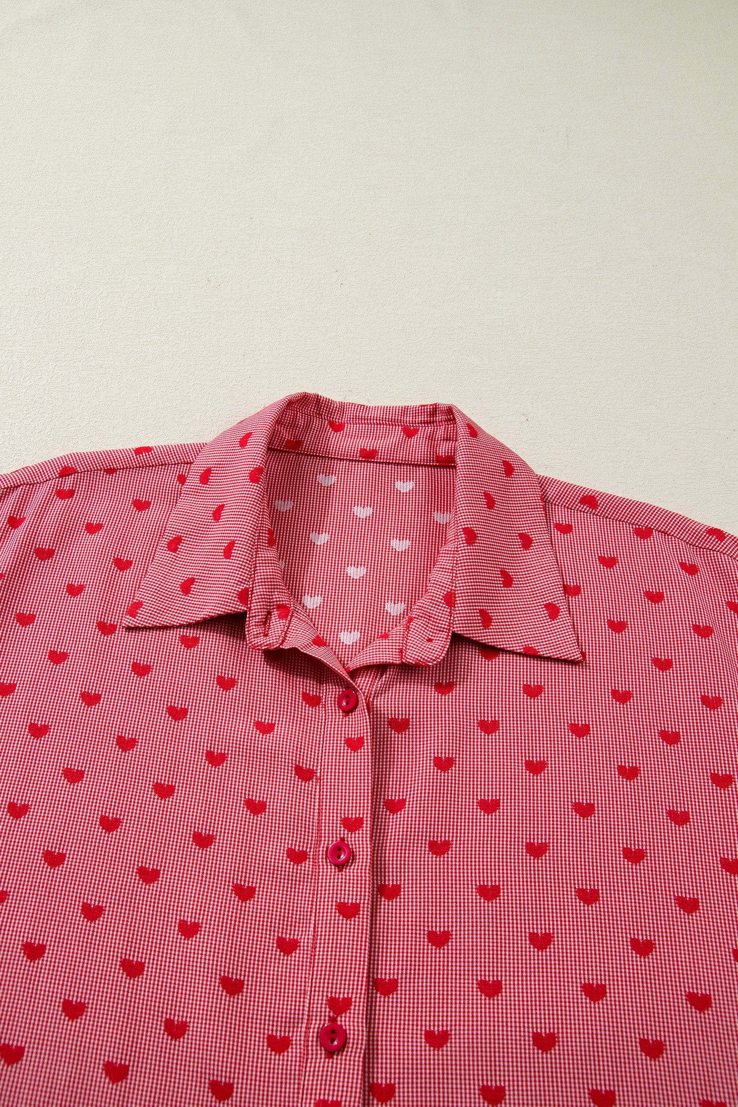 Shape Print Heart Print Half Sleeve Loose Valentine Shirt
