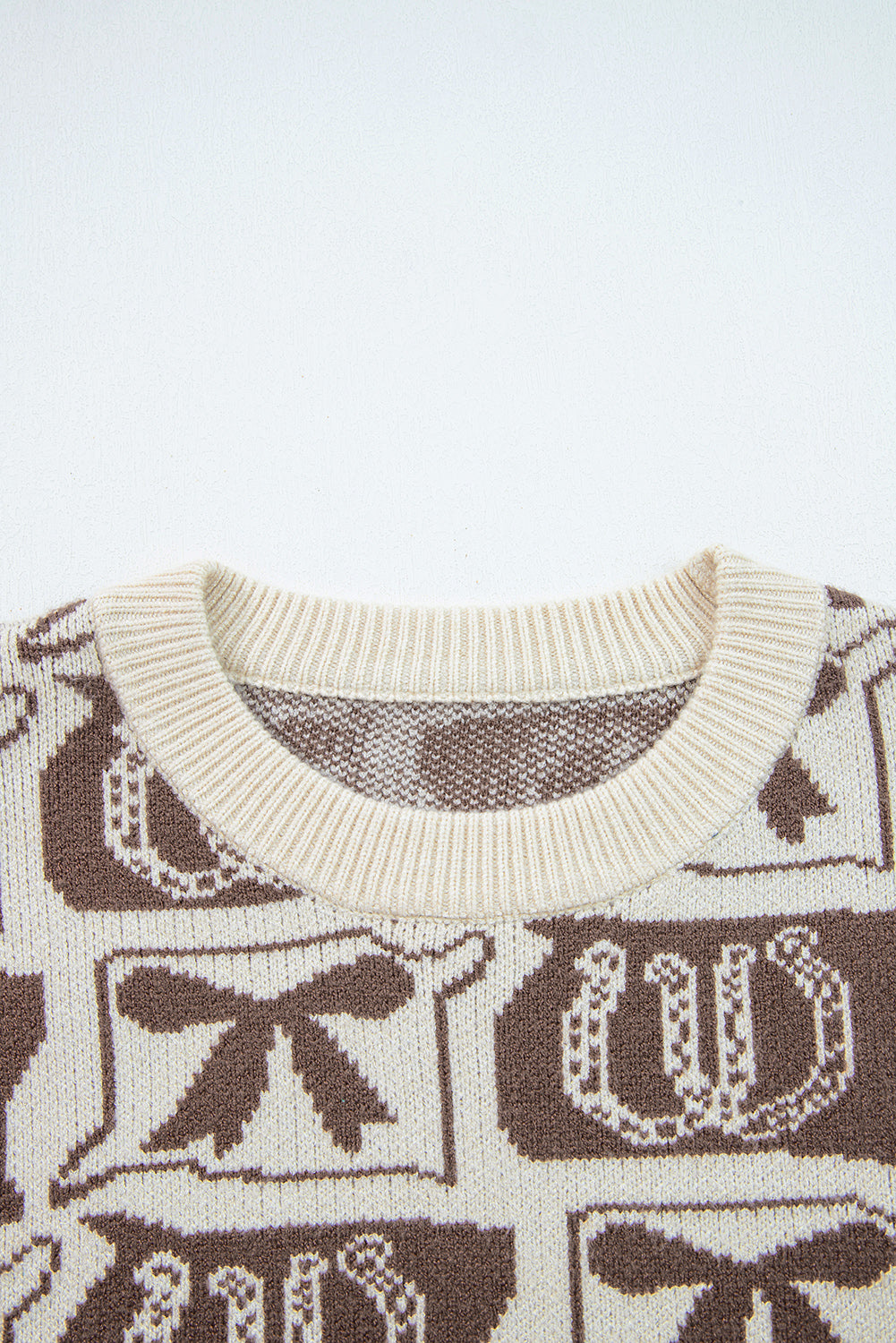 Horseshoes Bows & Pattern Western Fashion Print Knit Top