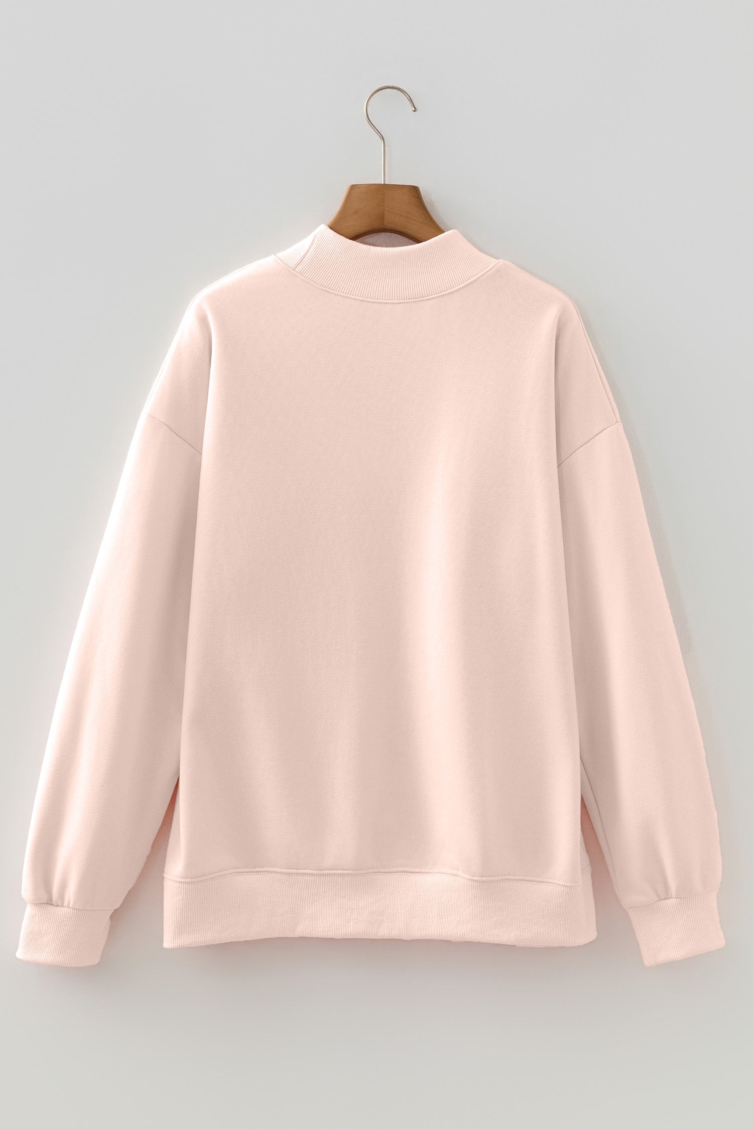 Oversize Blessed Embroidered Mock-Neck Sweatshirt