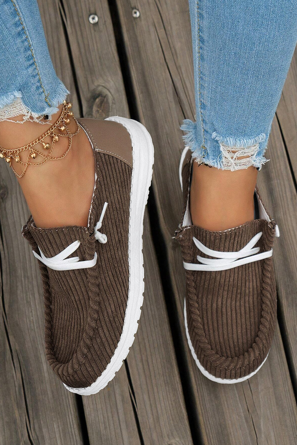 Solid Cross Rib-Knit Criss Slip On Everyday Shoes