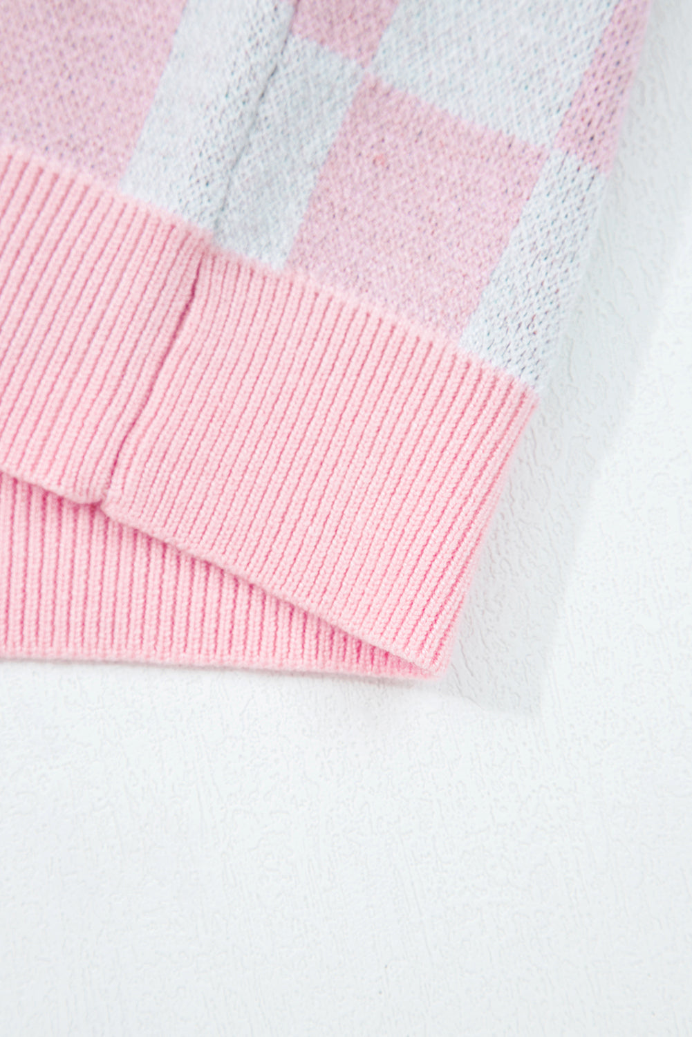 Checkered Christmas Tree Pattern Button V-Neck Cardigan Knit Top