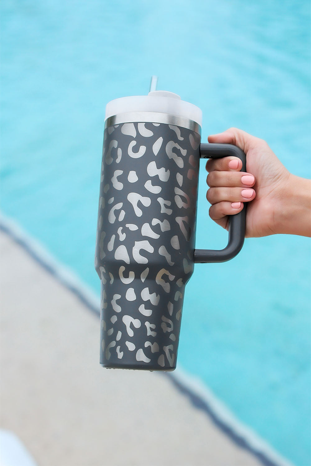 Stainless Leopard-Print 40OZ Steel Portable Cup with Handle