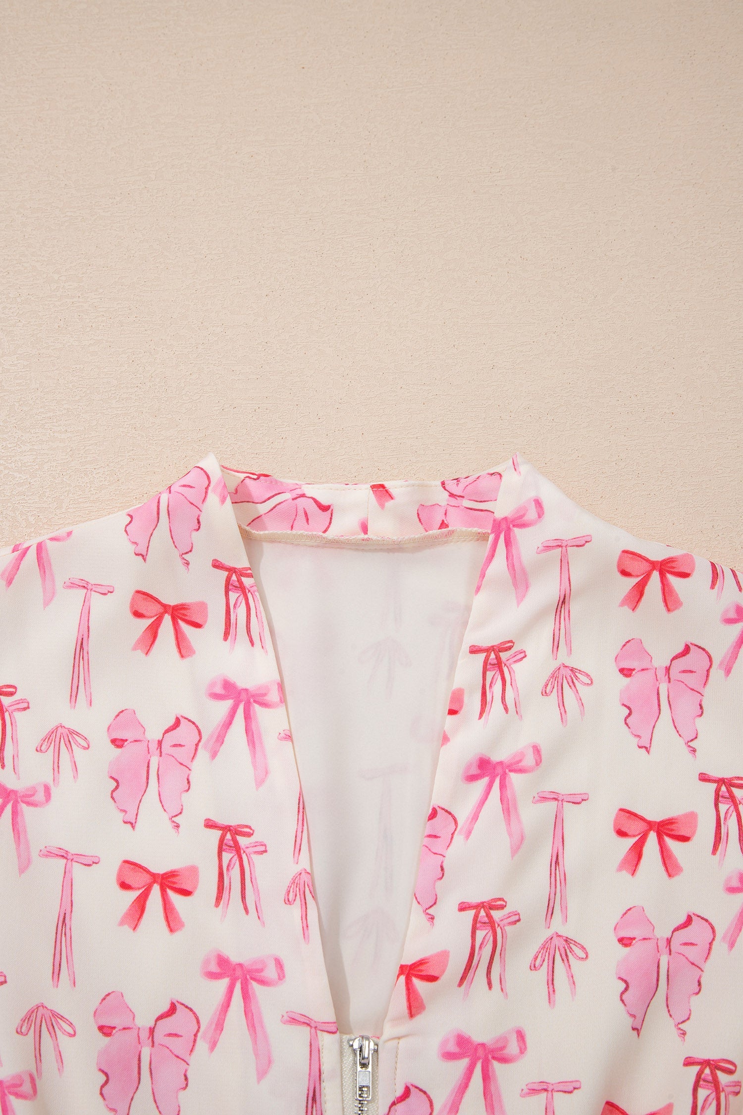 Full Waist Zip Cinched Sleeveless Bow Mini Dress in Pink