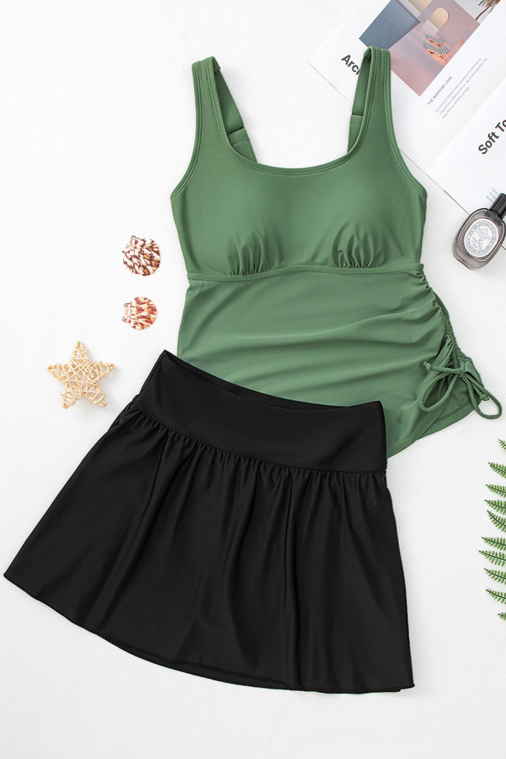 Scoop Neck Adjustable Tankini and Matching Skort Bathing Suit
