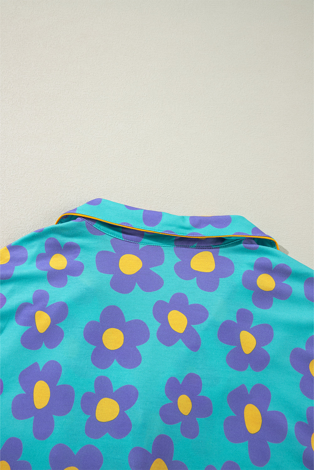 Print Long-Sleeved Flower Long-Sleeved Shirt Shorts Pajamas Set