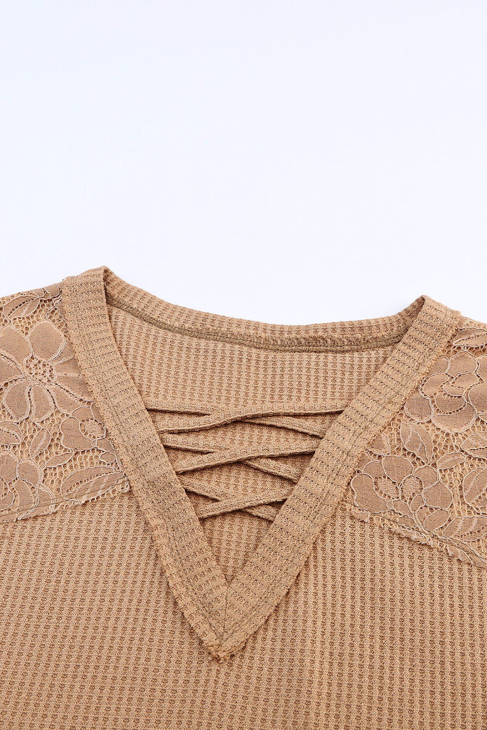 Women's Top Featuring Long-Sleeve Strappy V Neck
