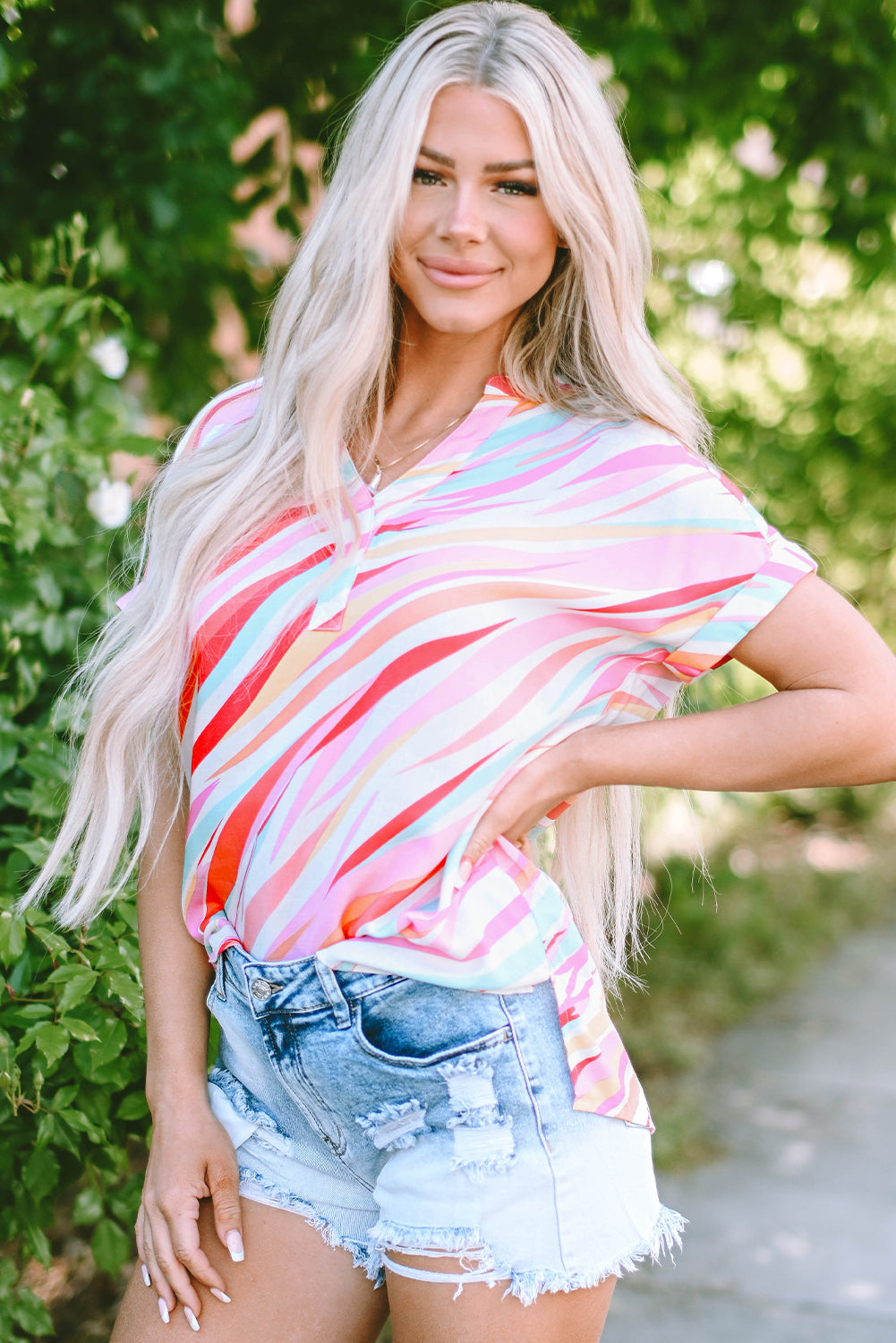 Women's Short-Sleeve High Low Blouse