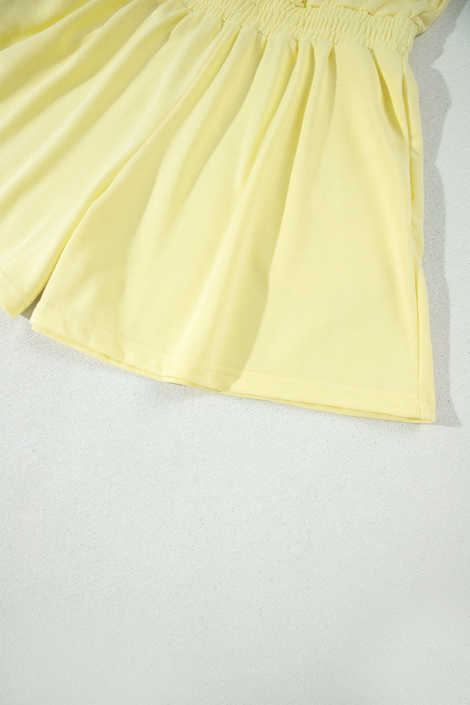Cream Polo Half Zip Tee Elastic Waist Romper in Yellow