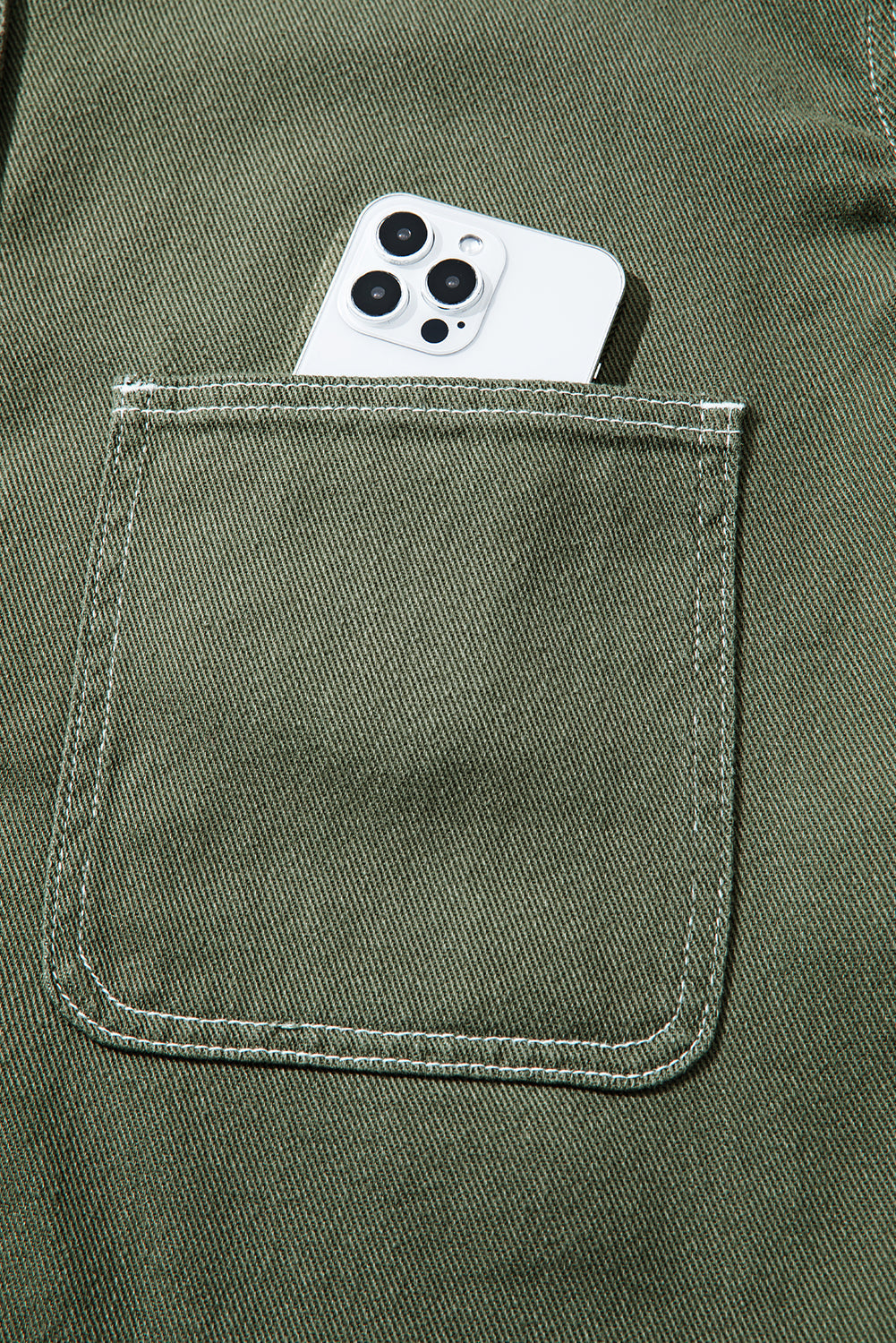 Collared Patched Pocket Button Front Boyfriend Denim Jacket