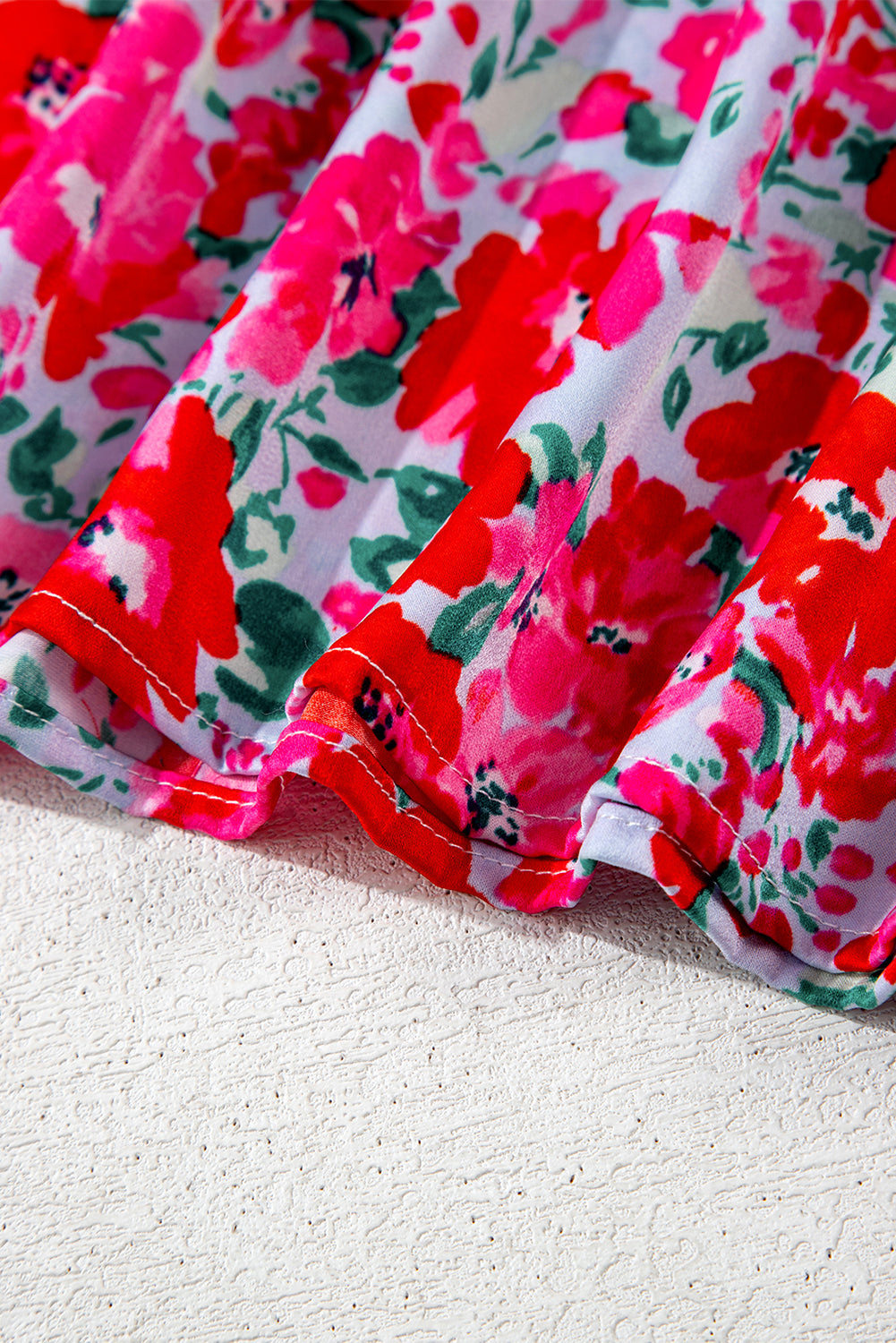 Floral Print Smocked Lantern Sleeve Tiered Maxi Dress