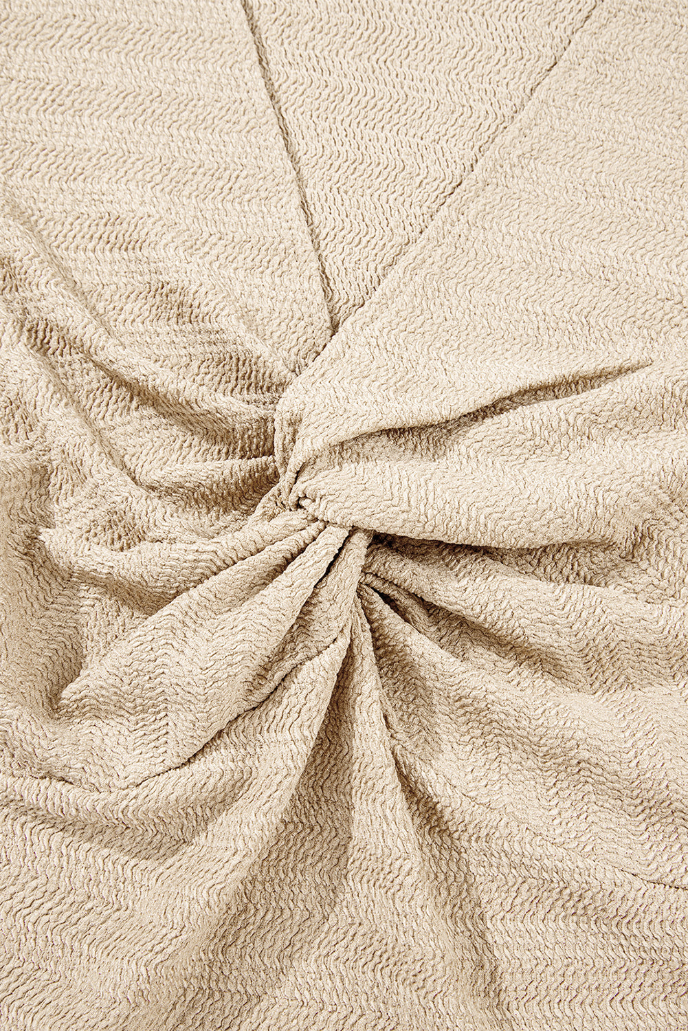 Pale Long-Sleeved Khaki V-Neck Slim Solid Top