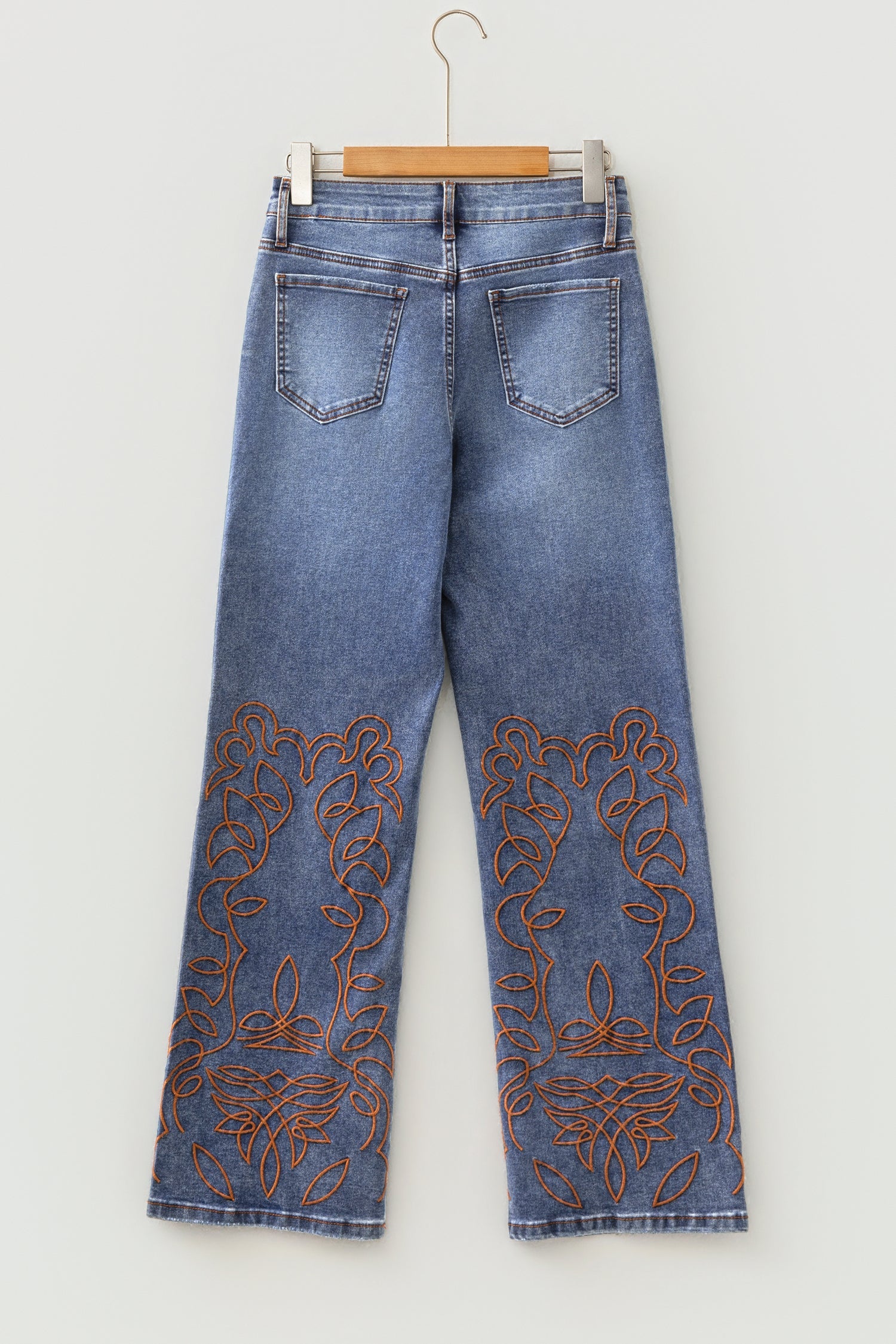 Embroidered Flare Leg Jeans in Ashleigh Blue