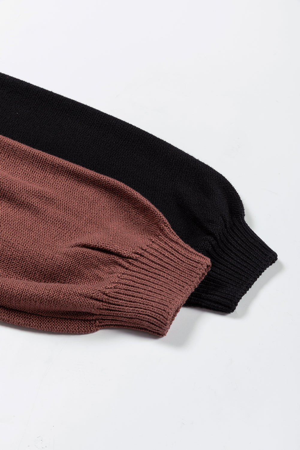Colorblock Bishop Sleeve Ribbed Trim Sweater