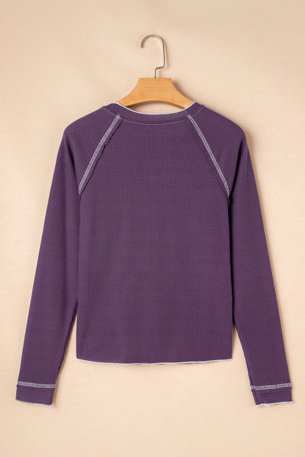 Textured Round-Neck Long-Sleeved Top Style