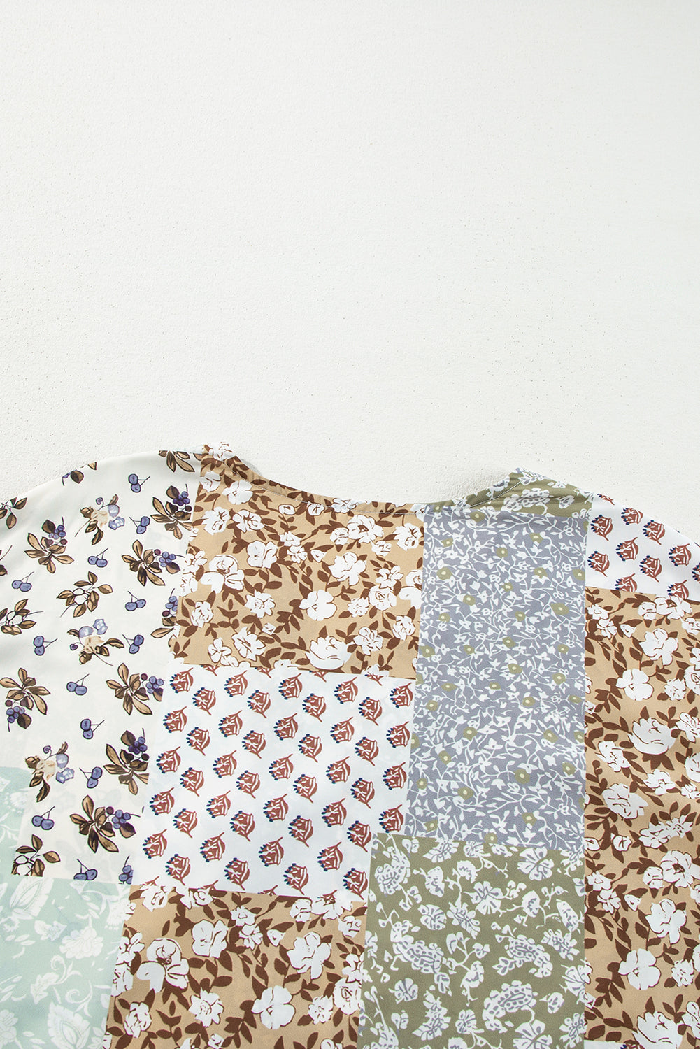 Floral Long Patchwork Print Puff Sleeve Shirt