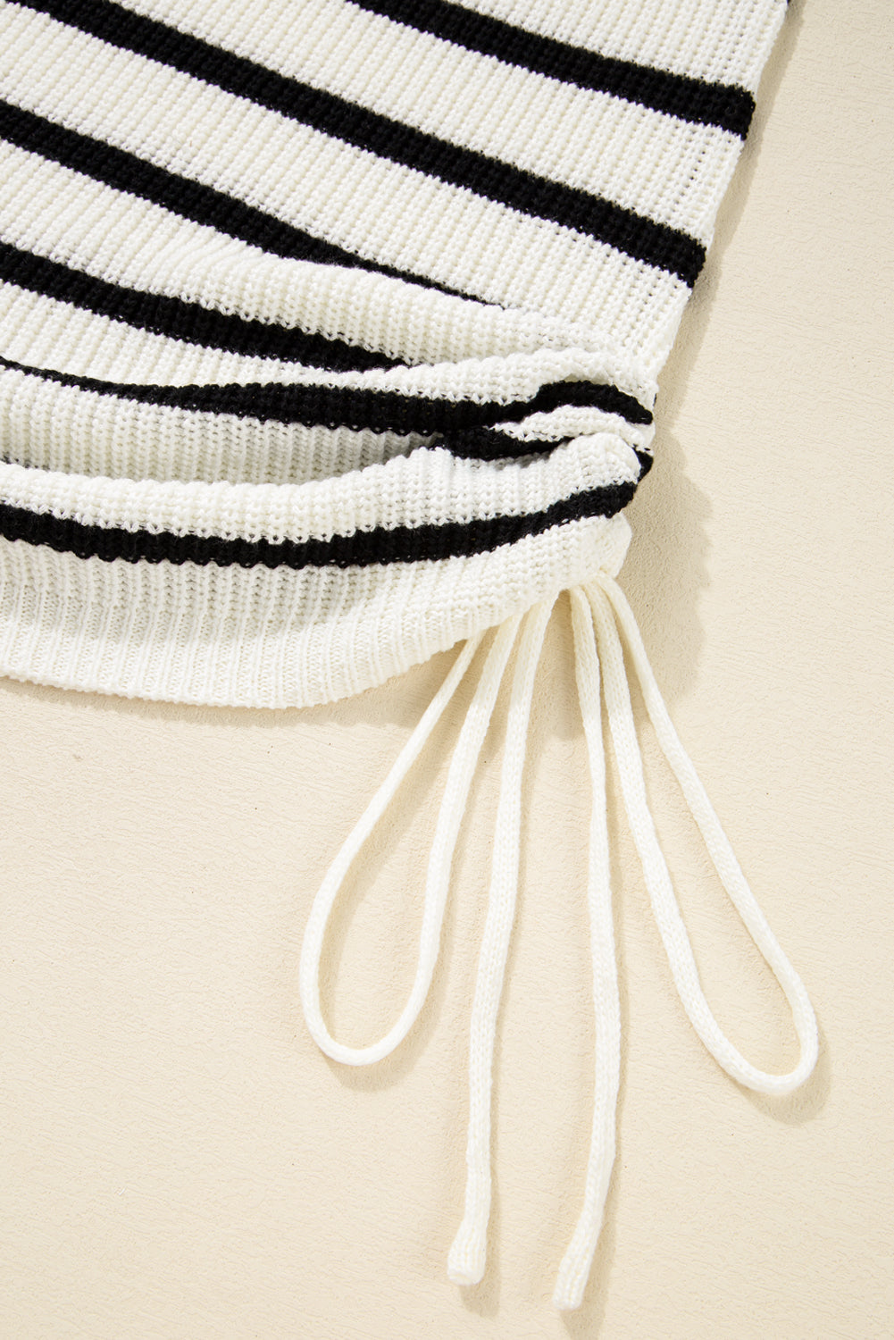 White Black Stripe Sleeveless Knitted Dress