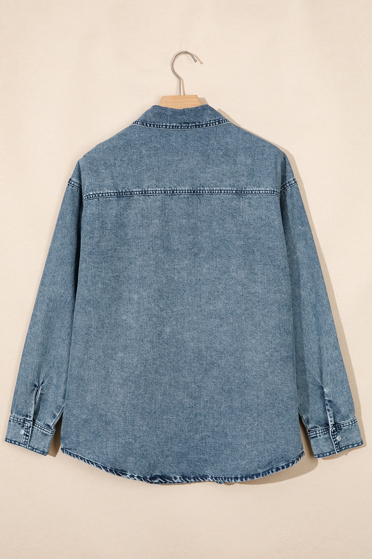 Western Dusk Blue Shirt Collar Tunic Denim Jacket