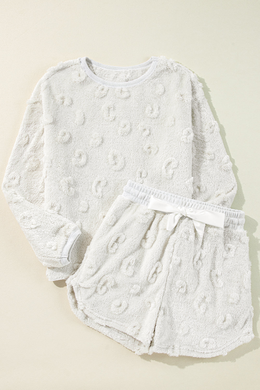Leopard Fleece Textured Fleece Loose 2-Piece Lounge Set