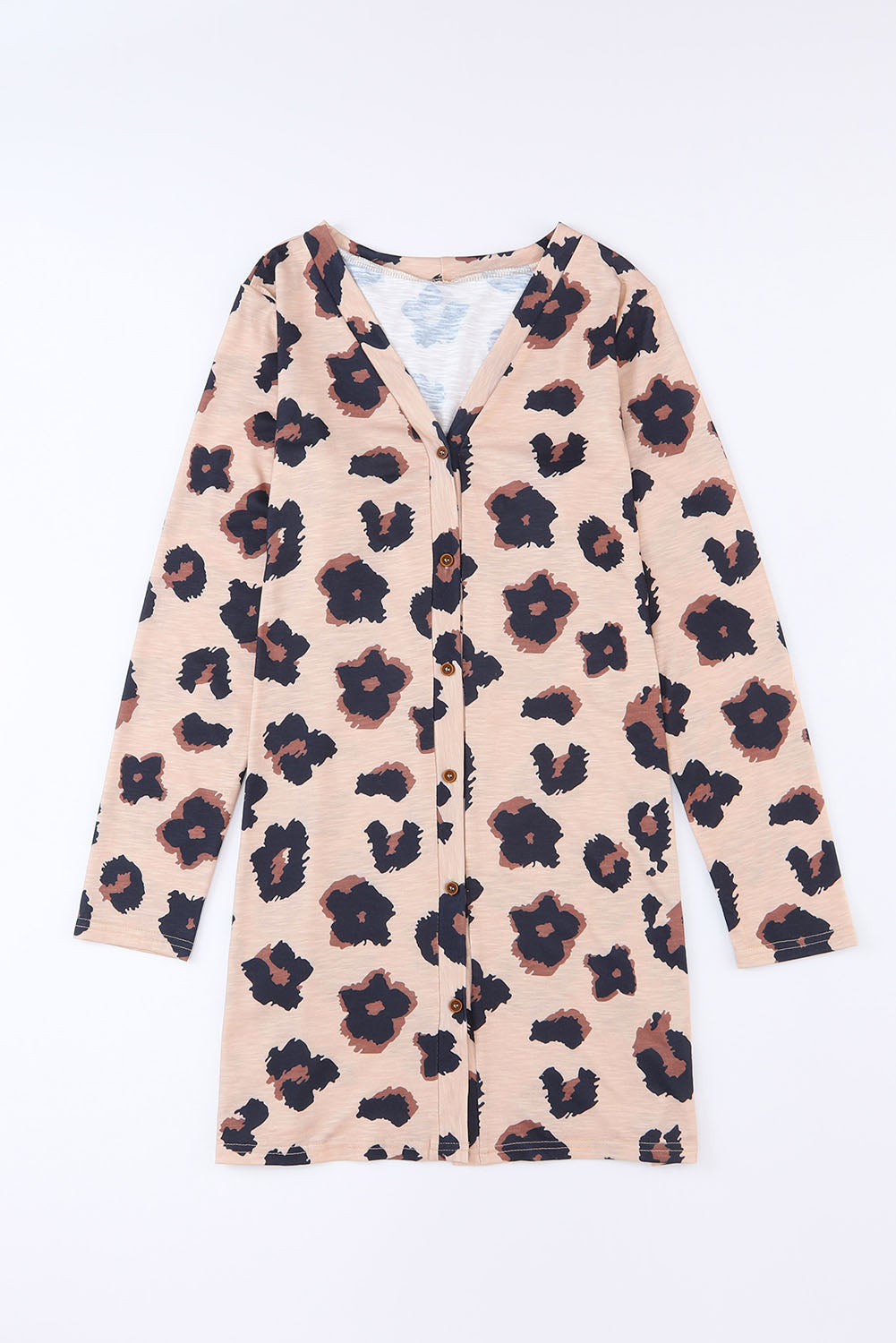 Women's Cardigan with Open Front Leopard-Print Printed