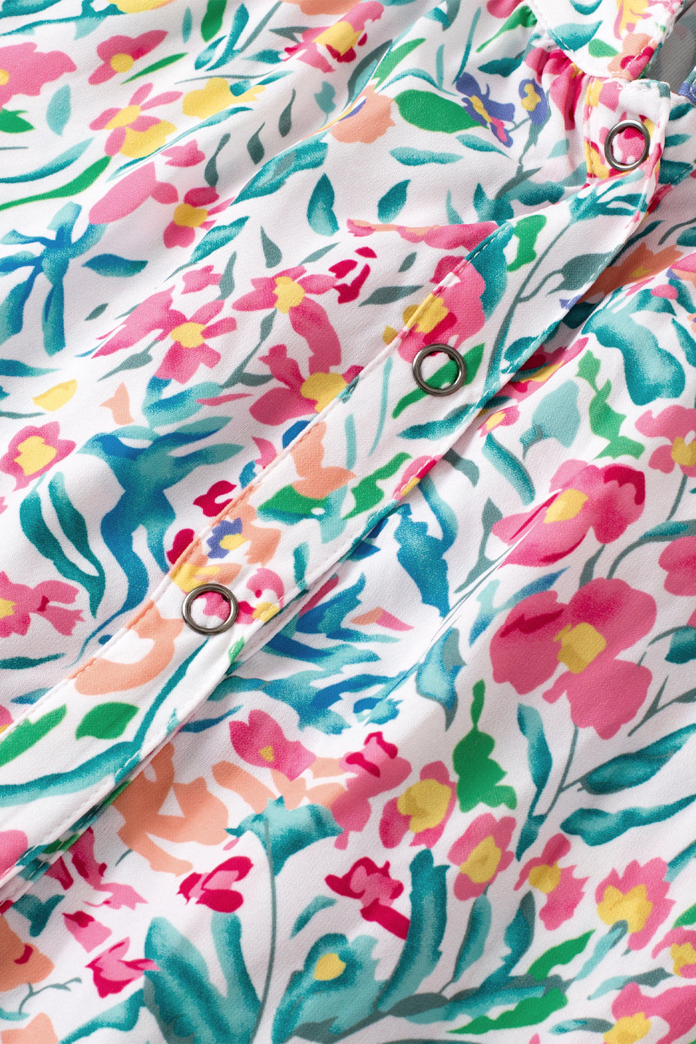 Women's Floral-Print Print Split Neck Balloon Sleeve Blouse