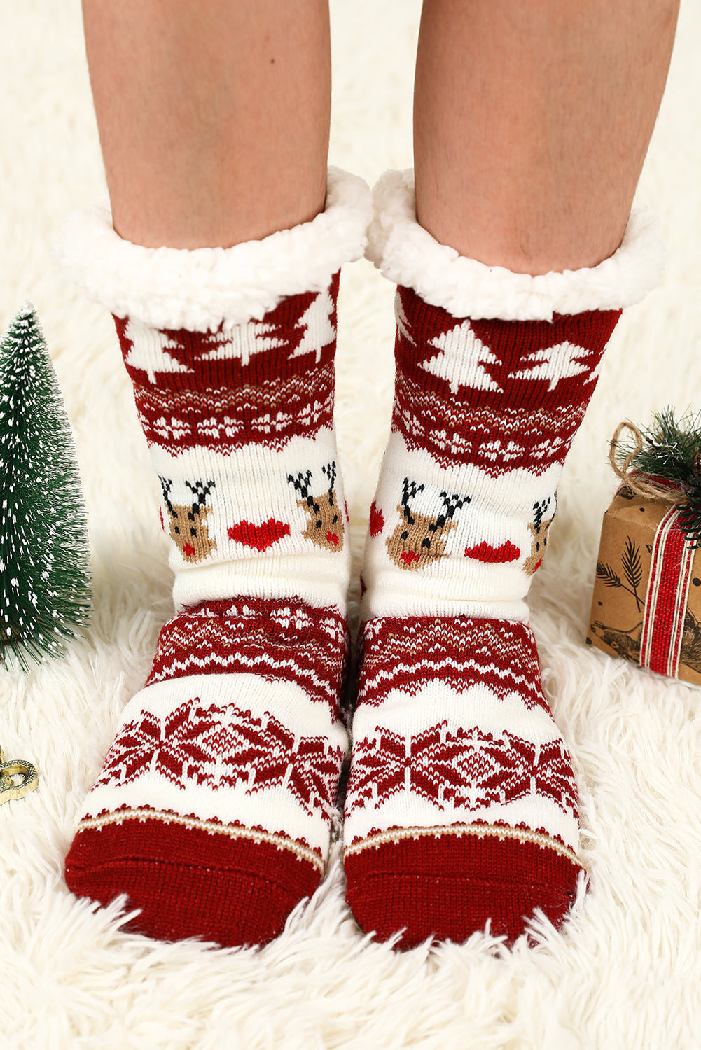 Cartoon Christmas Santa Claus Fleece Socks