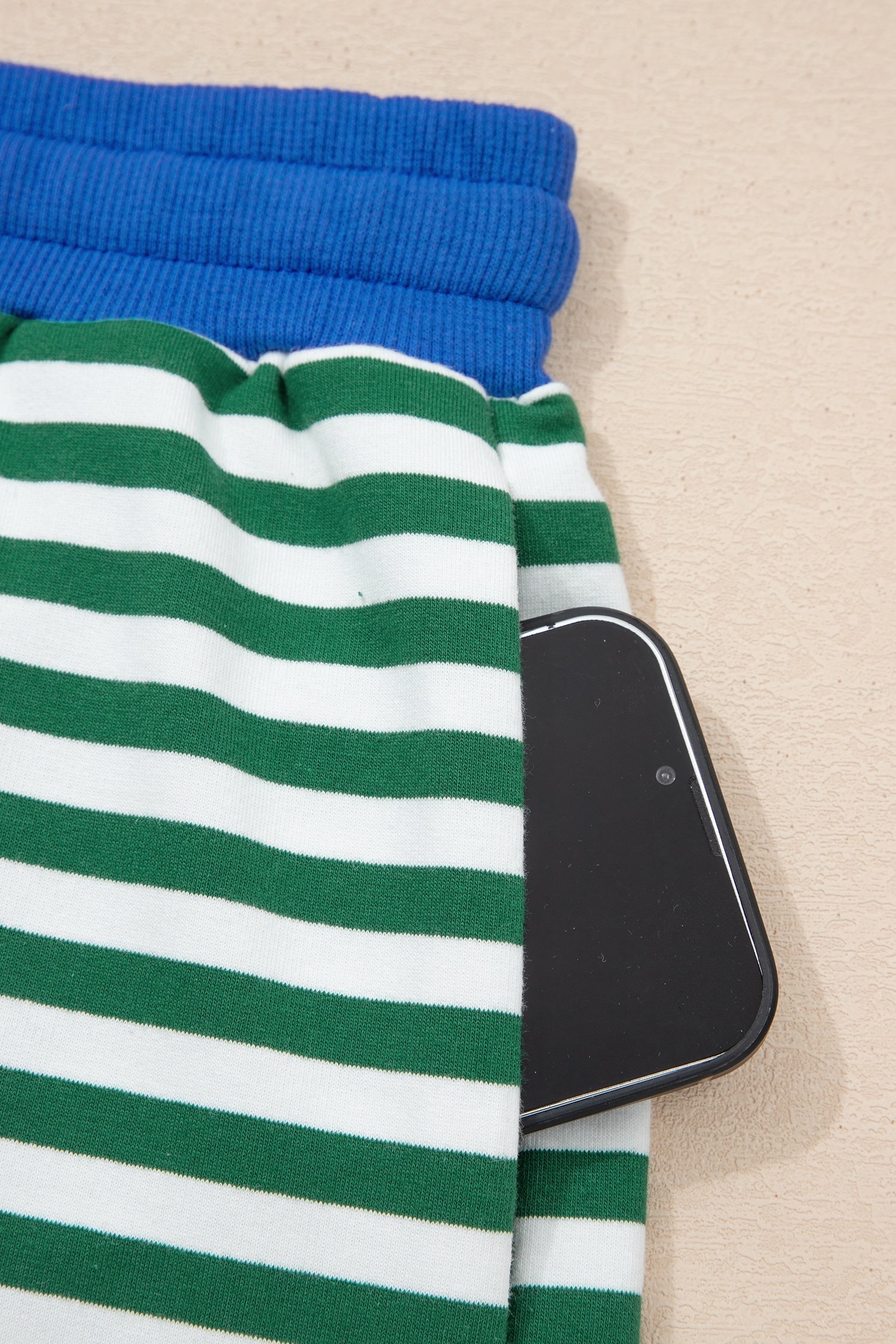 Stripe Drop-Shoulder Boxy Everyday Terry Short Set in Green