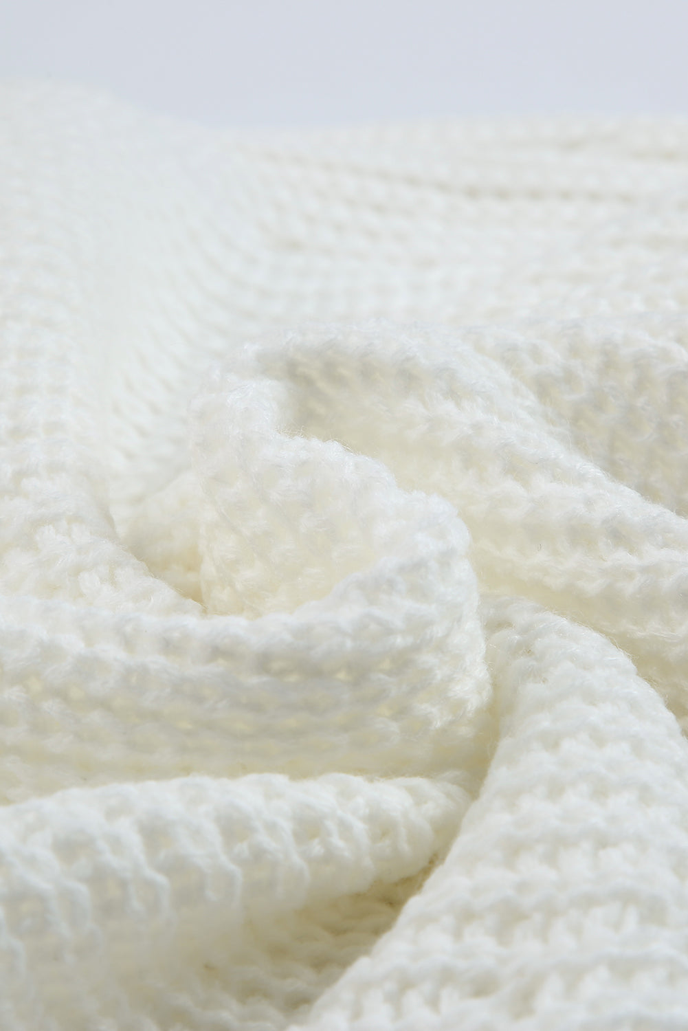 Polished Puffy White Hollow-out Sleeve Knit Knit Top