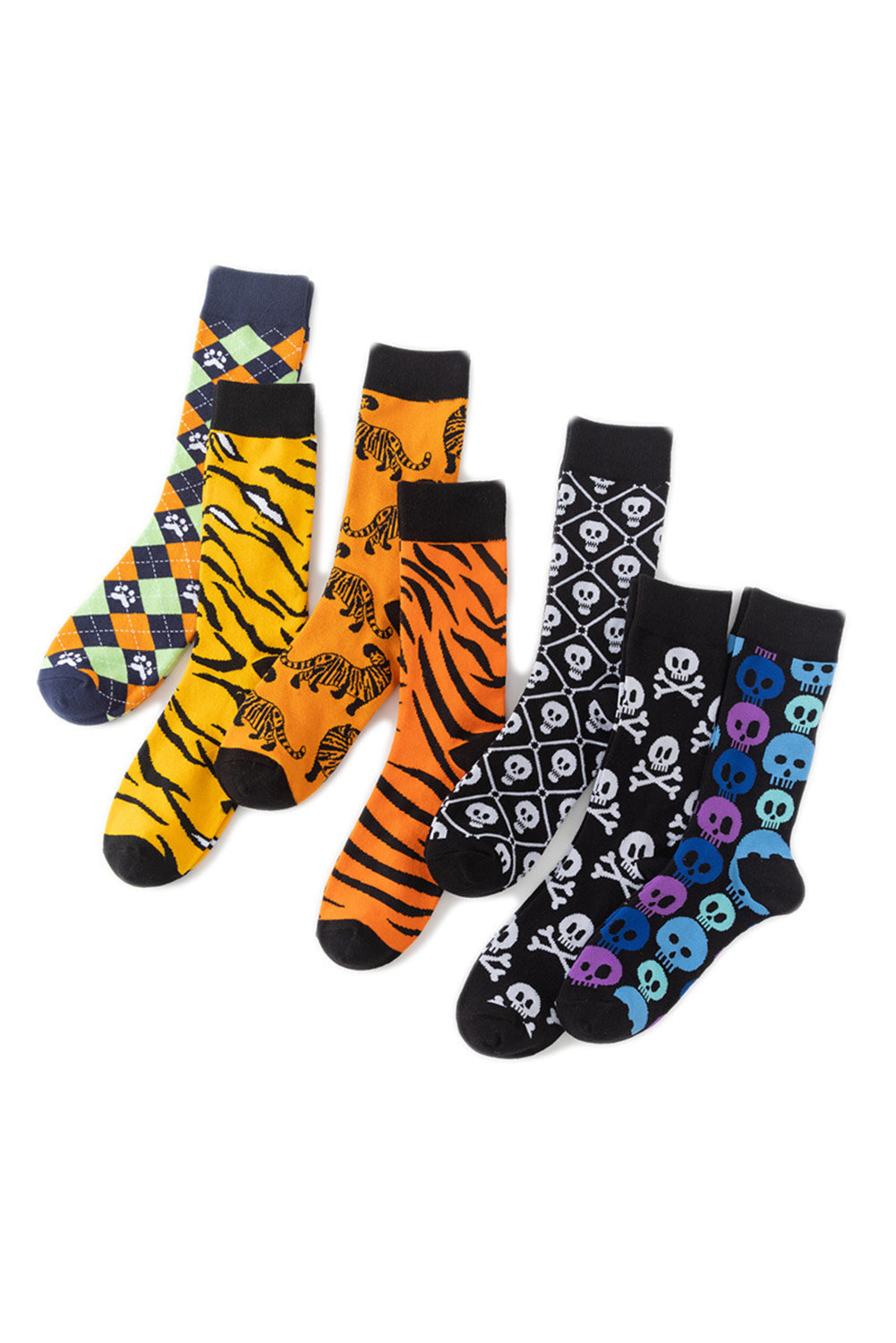 & Halloween Skull Crossbones Crew Socks