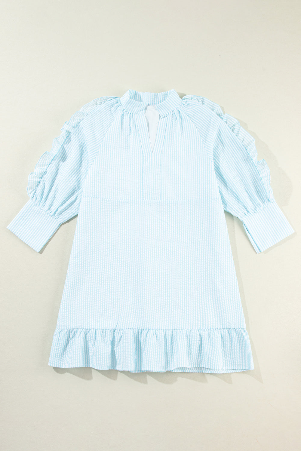 Women's Mini Dress Featuring Ruffle-Trimmed Balloon Sleeve