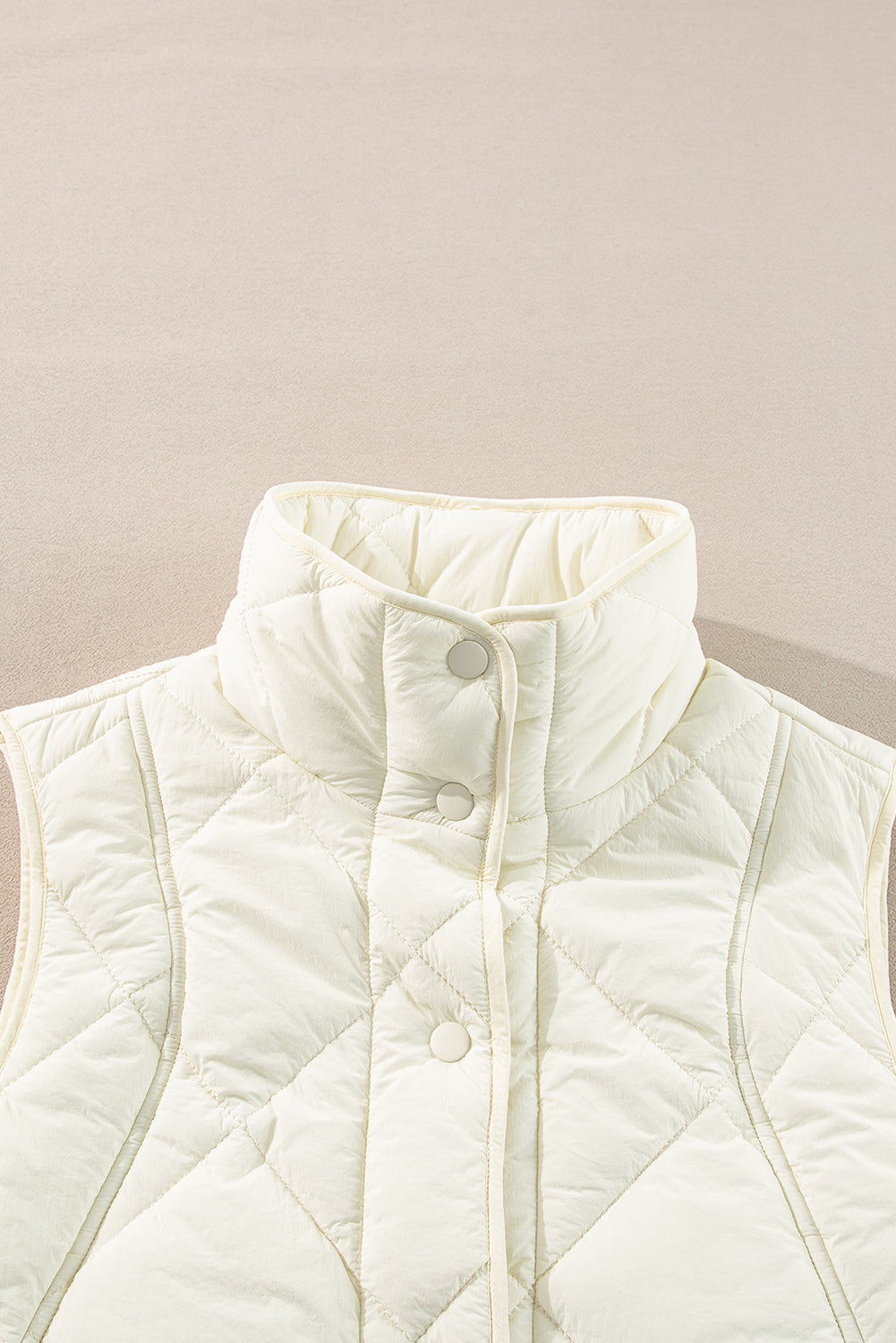 Quilted High Neck Button Up Vest Coat