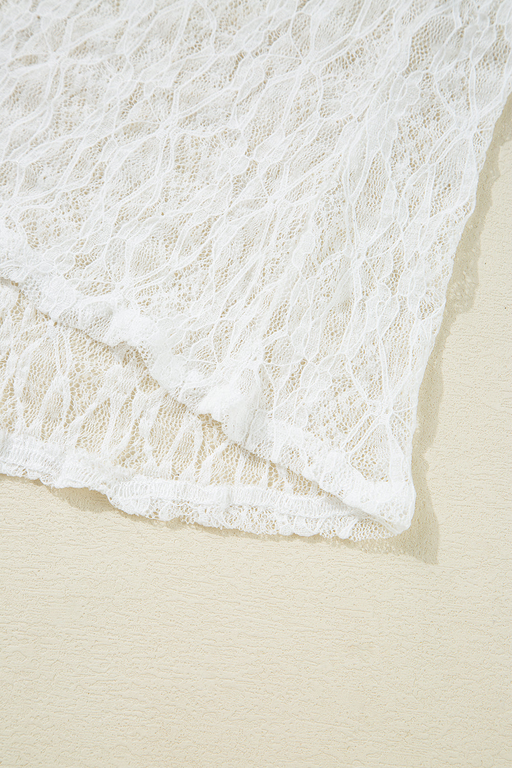 Bell Sheer Lace Sleeve Mock-Neck Blouse