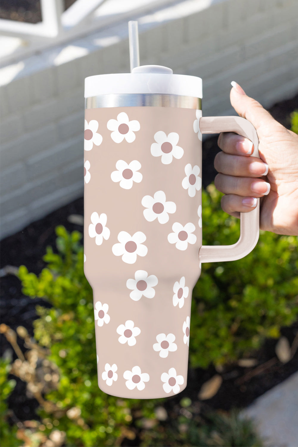 Floret Tumbler Print Stainless With Lid And Straw 40oz