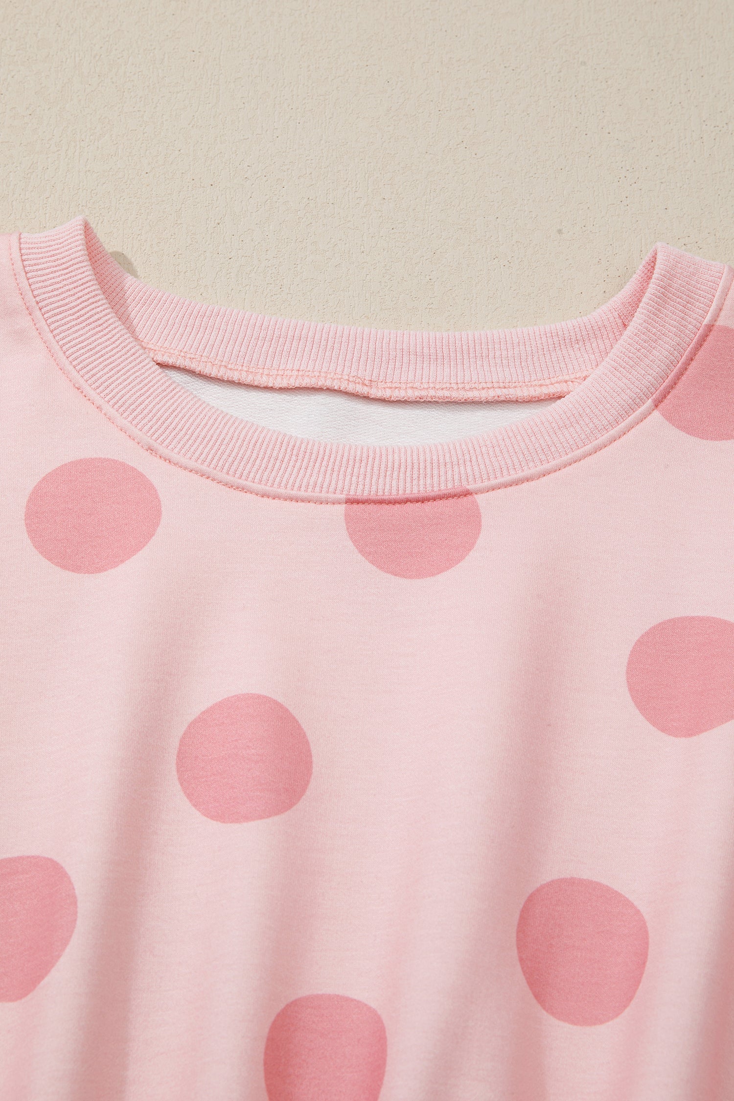 Polka-Dot Flared Printed Long-Sleeved Mini Dress in Pink