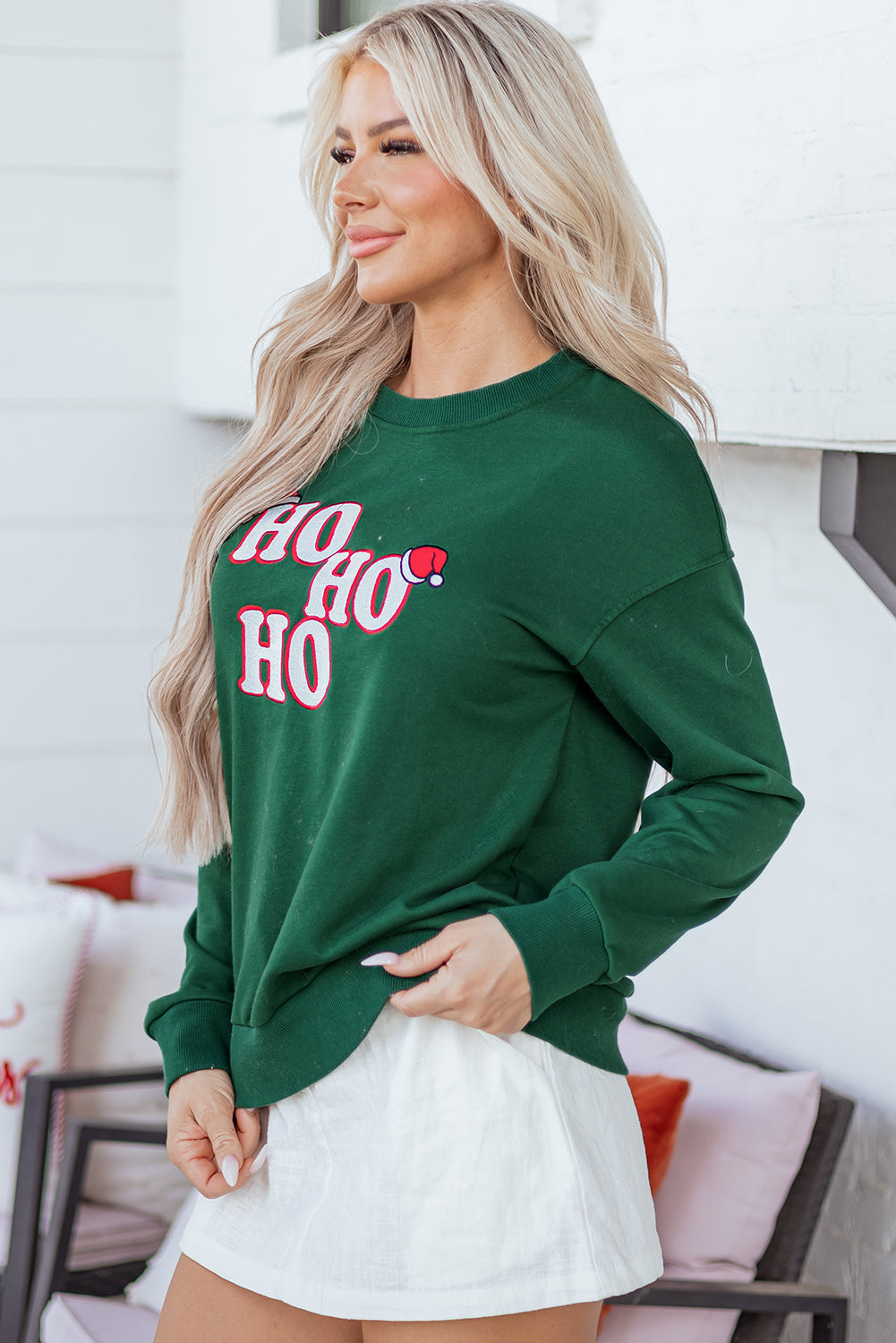 Embroidered Christmas Letter Graphic Fashion Sweatshirt